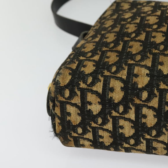 Christian Dior Trotter Canvas Shoulder Bag Navy Gold Auth yk18199