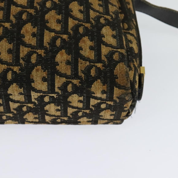 Christian Dior Trotter Canvas Shoulder Bag Navy Gold Auth yk18199