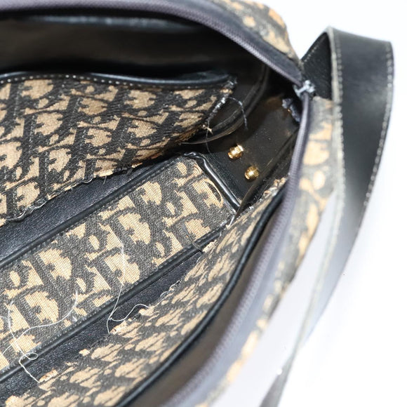 Christian Dior Trotter Canvas Shoulder Bag Navy Gold Auth yk18199