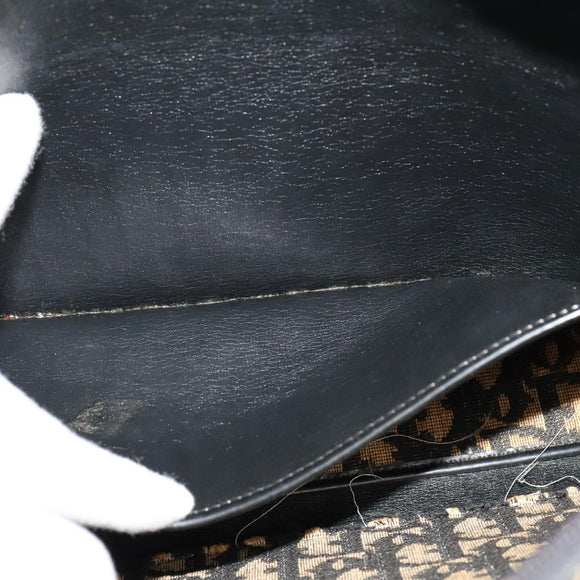 Christian Dior Trotter Canvas Shoulder Bag Navy Gold Auth yk18199