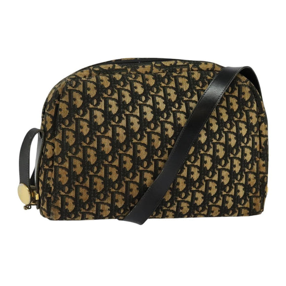 Christian Dior Trotter Canvas Shoulder Bag Navy Gold Auth yk18199