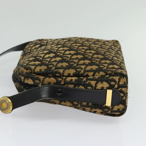 Christian Dior Trotter Canvas Shoulder Bag Navy Gold Auth yk18199