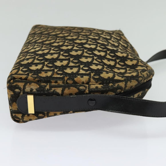 Christian Dior Trotter Canvas Shoulder Bag Navy Gold Auth yk18199