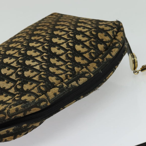 Christian Dior Trotter Canvas Shoulder Bag Navy Gold Auth yk18199