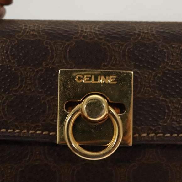CELINE Macadam Canvas Mini Hand Bag PVC Leather 2way Brown Gold Auth yk18202
