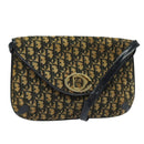 Christian Dior Trotter Canvas Shoulder Bag Navy Gold Auth yk18204-1