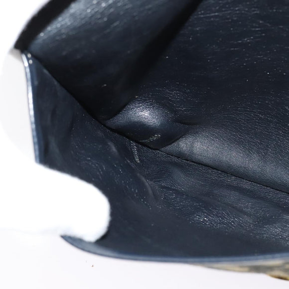 Christian Dior Trotter Canvas Shoulder Bag Navy Gold Auth yk18204