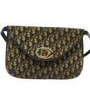 Christian Dior Trotter Canvas Shoulder Bag Navy Gold Auth yk18204-13