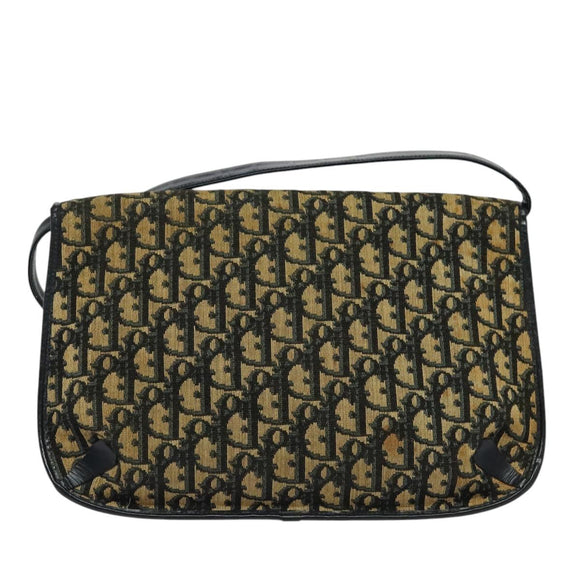 Christian Dior Trotter Canvas Shoulder Bag Navy Gold Auth yk18204