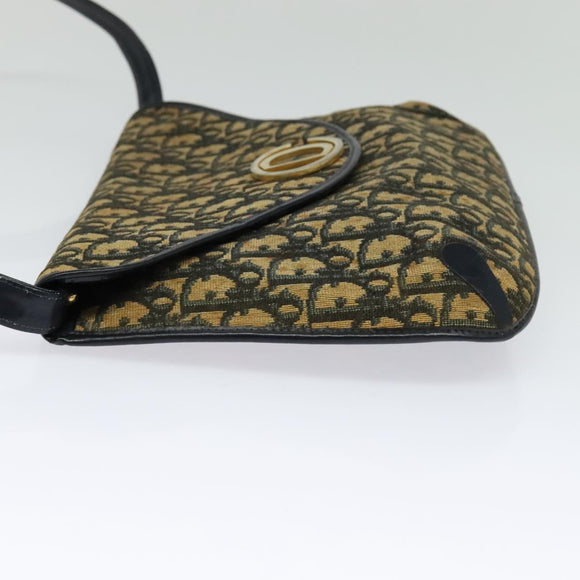 Christian Dior Trotter Canvas Shoulder Bag Navy Gold Auth yk18204