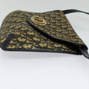 Christian Dior Trotter Canvas Shoulder Bag Navy Gold Auth yk18204-4