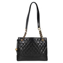 CHANEL Matelasse Chain Shoulder Bag Lamb Skin Black Gold CC Auth yk18208-1