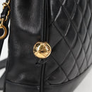 CHANEL Matelasse Chain Shoulder Bag Lamb Skin Black Gold CC Auth yk18208-15