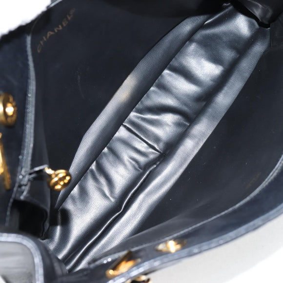 CHANEL Matelasse Chain Shoulder Bag Lamb Skin Black Gold CC Auth yk18208