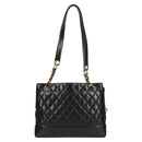 CHANEL Matelasse Chain Shoulder Bag Lamb Skin Black Gold CC Auth yk18208-2