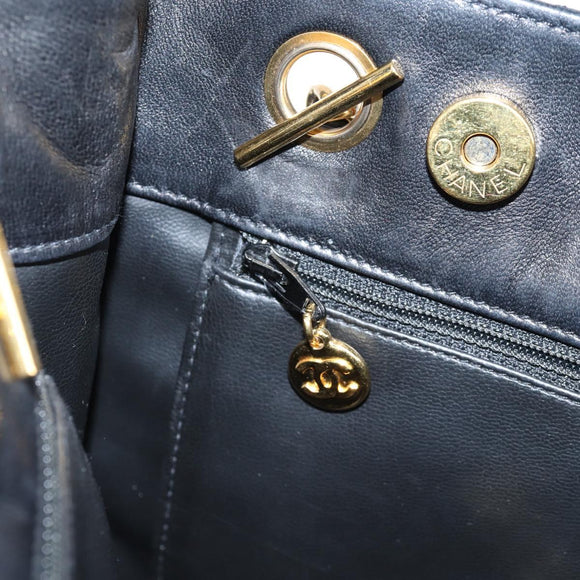 CHANEL Matelasse Chain Shoulder Bag Lamb Skin Black Gold CC Auth yk18208