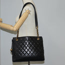 CHANEL Matelasse Chain Shoulder Bag Lamb Skin Black Gold CC Auth yk18208-25
