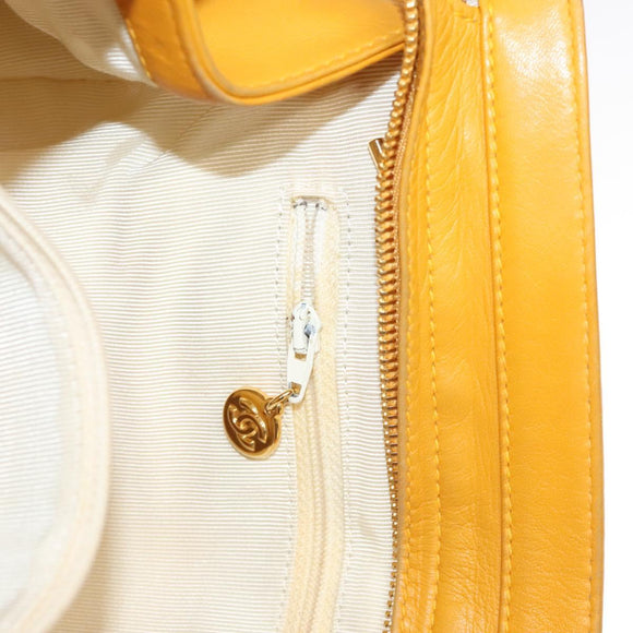 CHANEL COCO Mark Chain Shoulder Bag Lamb Skin Yellow Gold CC Auth yk18209V