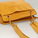 CHANEL COCO Mark Chain Shoulder Bag Lamb Skin Yellow Gold CC Auth yk18209V-6