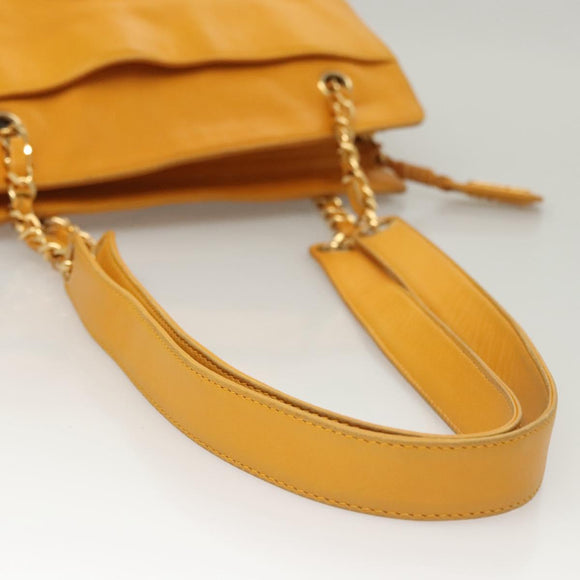 CHANEL COCO Mark Chain Shoulder Bag Lamb Skin Yellow Gold CC Auth yk18209V