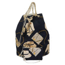 CHANEL Chain Shoulder Bag Canvas Navy Gold CC Auth yk18211-1