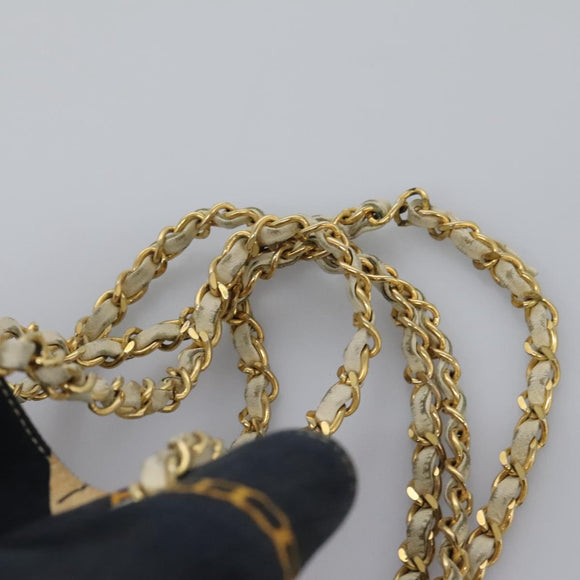 CHANEL Chain Shoulder Bag Canvas Navy Gold CC Auth yk18211