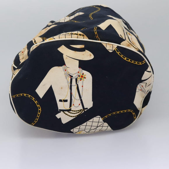 CHANEL Chain Shoulder Bag Canvas Navy Gold CC Auth yk18211