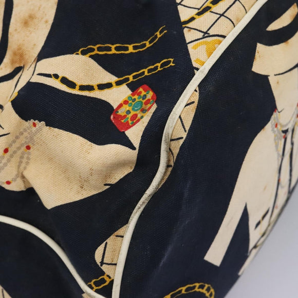 CHANEL Chain Shoulder Bag Canvas Navy Gold CC Auth yk18211