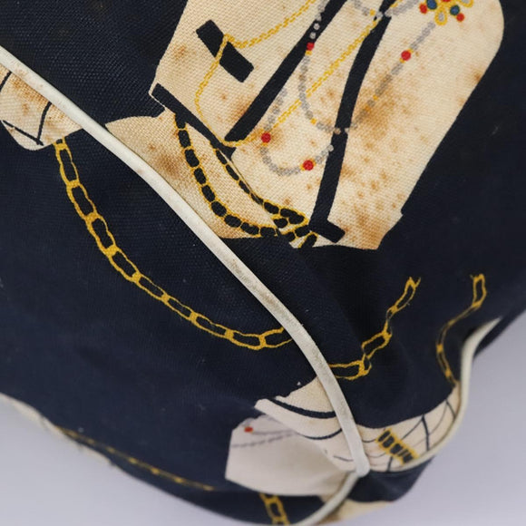 CHANEL Chain Shoulder Bag Canvas Navy Gold CC Auth yk18211