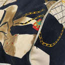 CHANEL Chain Shoulder Bag Canvas Navy Gold CC Auth yk18211-19