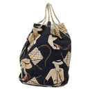 CHANEL Chain Shoulder Bag Canvas Navy Gold CC Auth yk18211-13