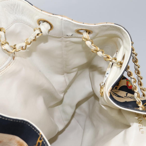 CHANEL Chain Shoulder Bag Canvas Navy Gold CC Auth yk18211