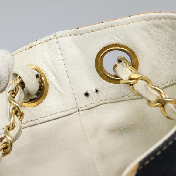 CHANEL Chain Shoulder Bag Canvas Navy Gold CC Auth yk18211