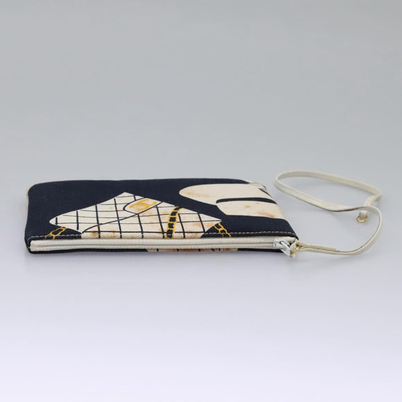 CHANEL Chain Shoulder Bag Canvas Navy Gold CC Auth yk18211