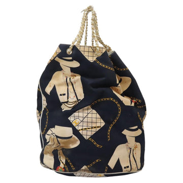 CHANEL Chain Shoulder Bag Canvas Navy Gold CC Auth yk18211 - 0