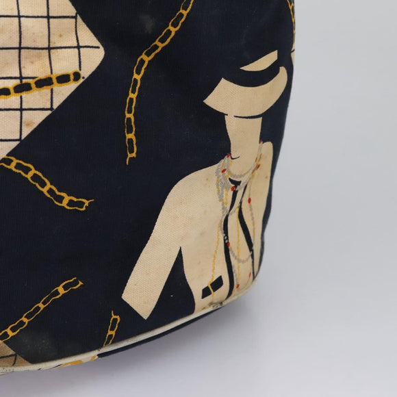 CHANEL Chain Shoulder Bag Canvas Navy Gold CC Auth yk18211