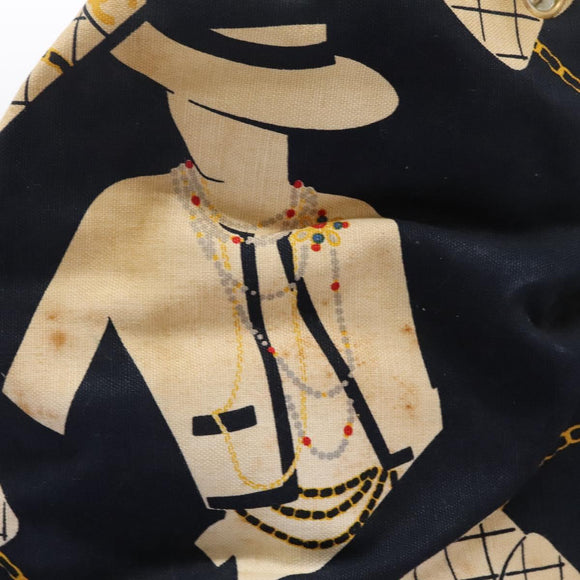 CHANEL Chain Shoulder Bag Canvas Navy Gold CC Auth yk18211