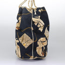 CHANEL Chain Shoulder Bag Canvas Navy Gold CC Auth yk18211-7