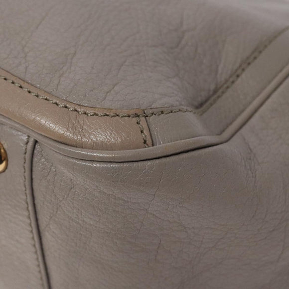 Salvatore Ferragamo Gancini Chain Hand Bag Leather Gray Gold Auth yk18218