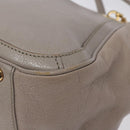 Salvatore Ferragamo Gancini Chain Hand Bag Leather Gray Gold Auth yk18218-15