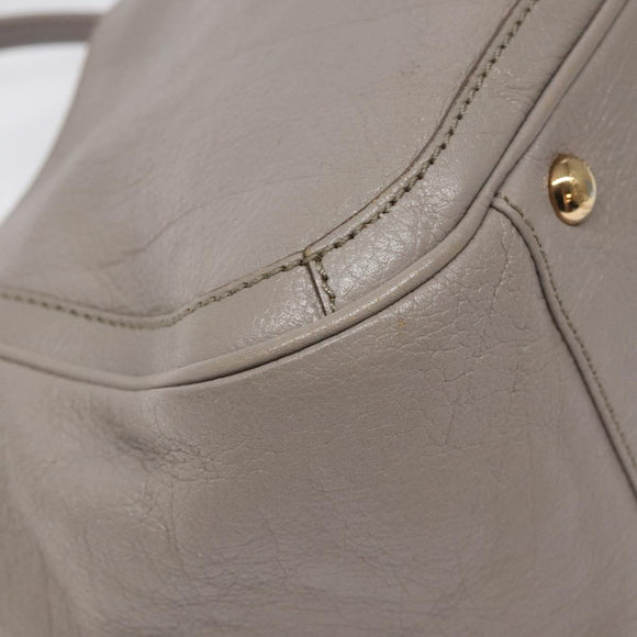 Salvatore Ferragamo Gancini Chain Hand Bag Leather Gray Gold Auth yk18218