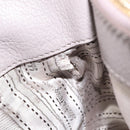 Salvatore Ferragamo Gancini Chain Hand Bag Leather Gray Gold Auth yk18218-20