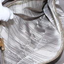 Salvatore Ferragamo Gancini Chain Hand Bag Leather Gray Gold Auth yk18218-23