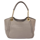 Salvatore Ferragamo Gancini Chain Hand Bag Leather Gray Gold Auth yk18218-2