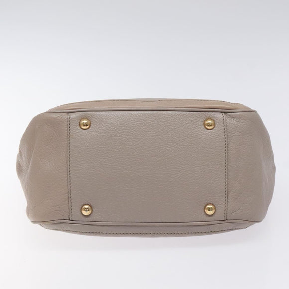 Salvatore Ferragamo Gancini Chain Hand Bag Leather Gray Gold Auth yk18218