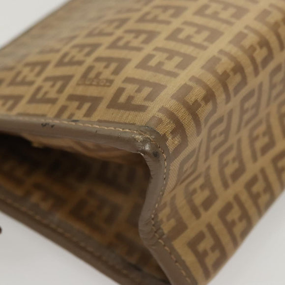 FENDI Zucchino Canvas Clutch Bag Vintage Beige Auth yk18219