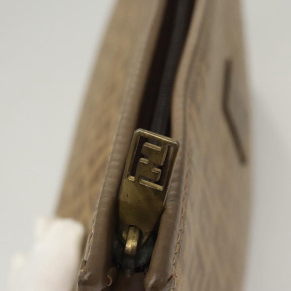FENDI Zucchino Canvas Clutch Bag Vintage Beige Auth yk18219