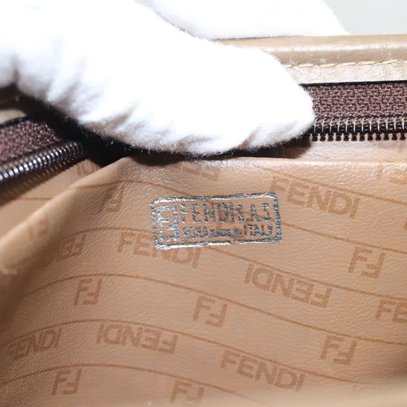 FENDI Zucchino Canvas Clutch Bag Vintage Beige Auth yk18219