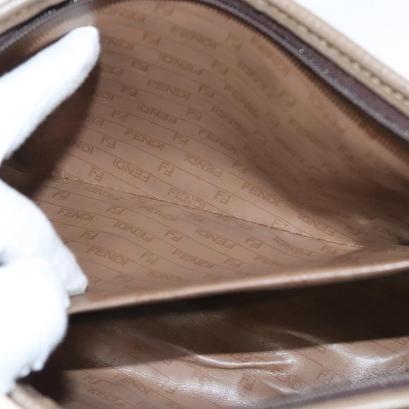 FENDI Zucchino Canvas Clutch Bag Vintage Beige Auth yk18219