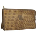 FENDI Zucchino Canvas Clutch Bag Vintage Beige Auth yk18219-1